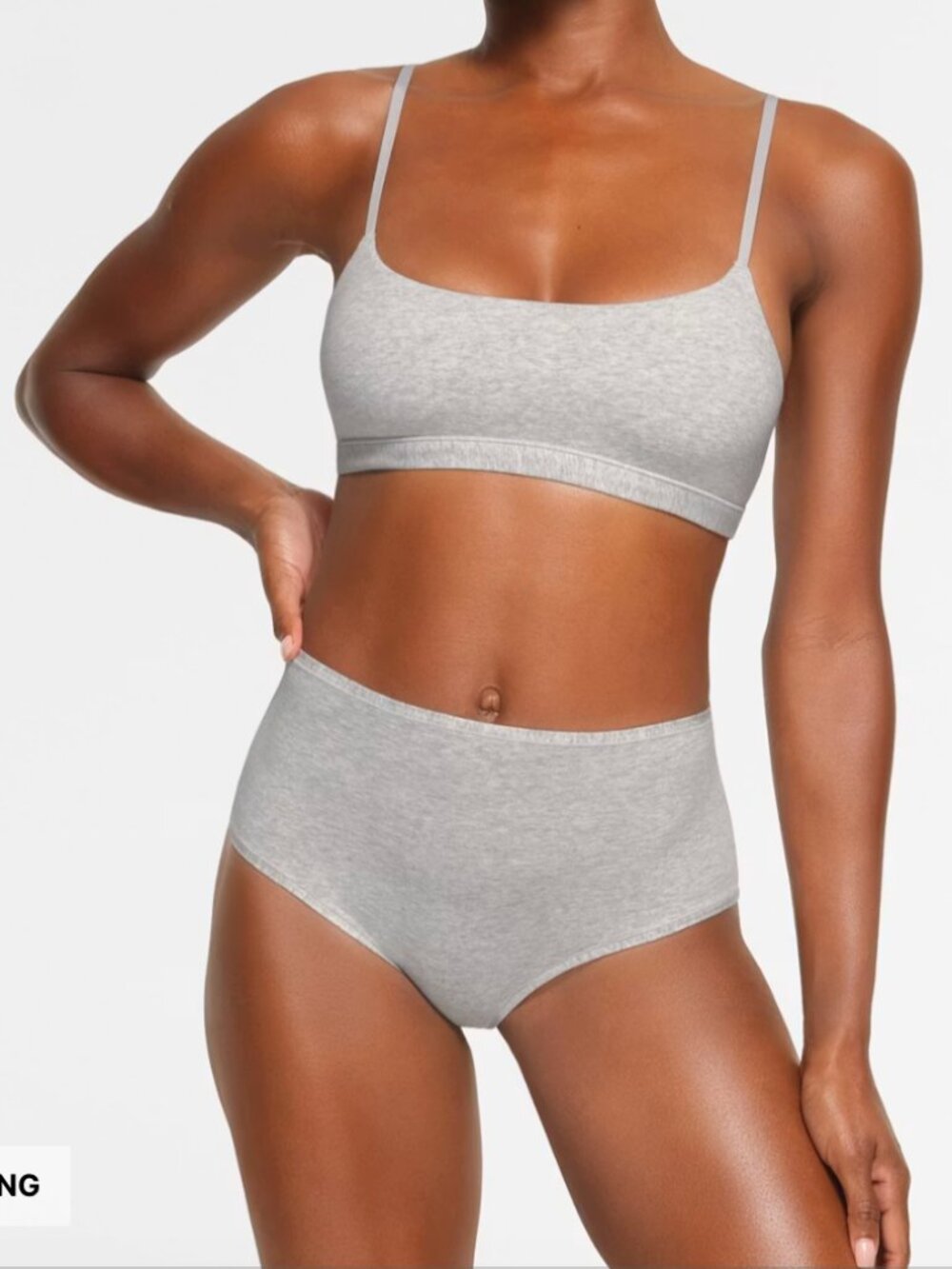 NEW SKIMS Cotton Jersey Scoop Bralette Light Heather Gray XL NWT